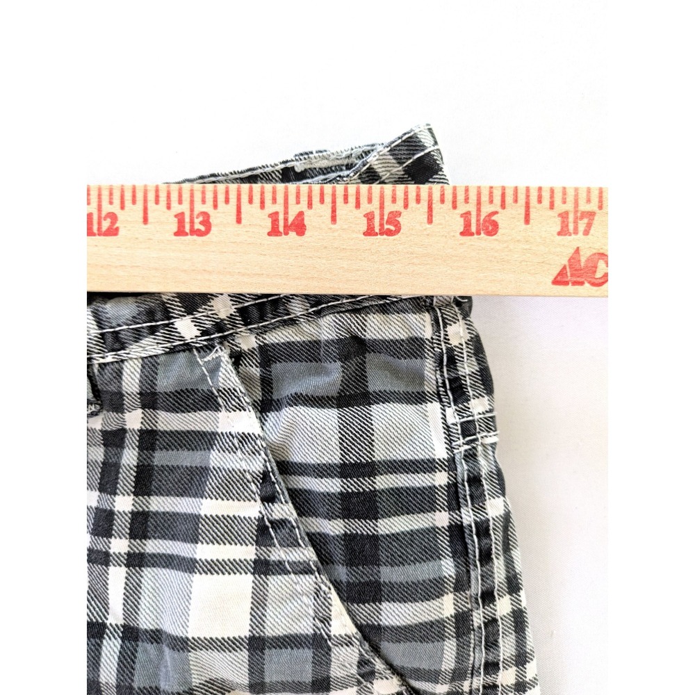 Benjamin Black Mens Plaid Cargo Shorts Black White Grey Check Size 30 Streetwear - Picture 5 of 6